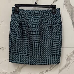 J. Crew Collection Teal Geometric Pencil Skirt